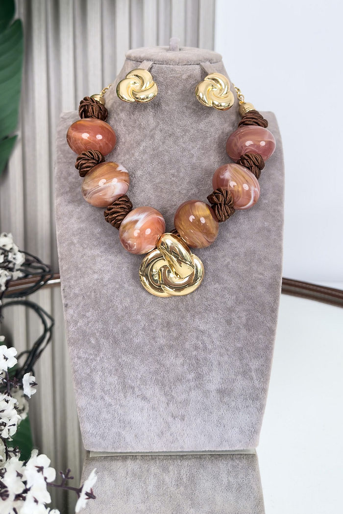 CONJUNTO COLAR E BRINCO TAILÂNDIA - ROSE ENVELHECIDO