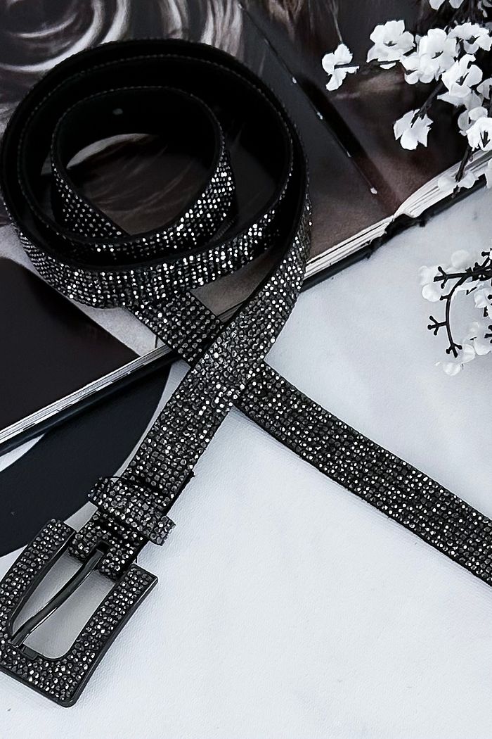 CINTO SINTÉTICO STRASS CASSANDRA - RÓDIO NEGRO