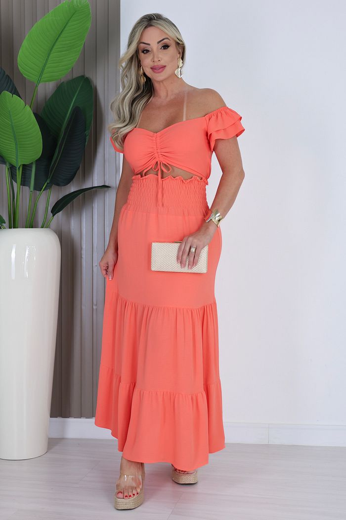 CONJUNTO CROPPED E SAIA FABIANA - CORAL