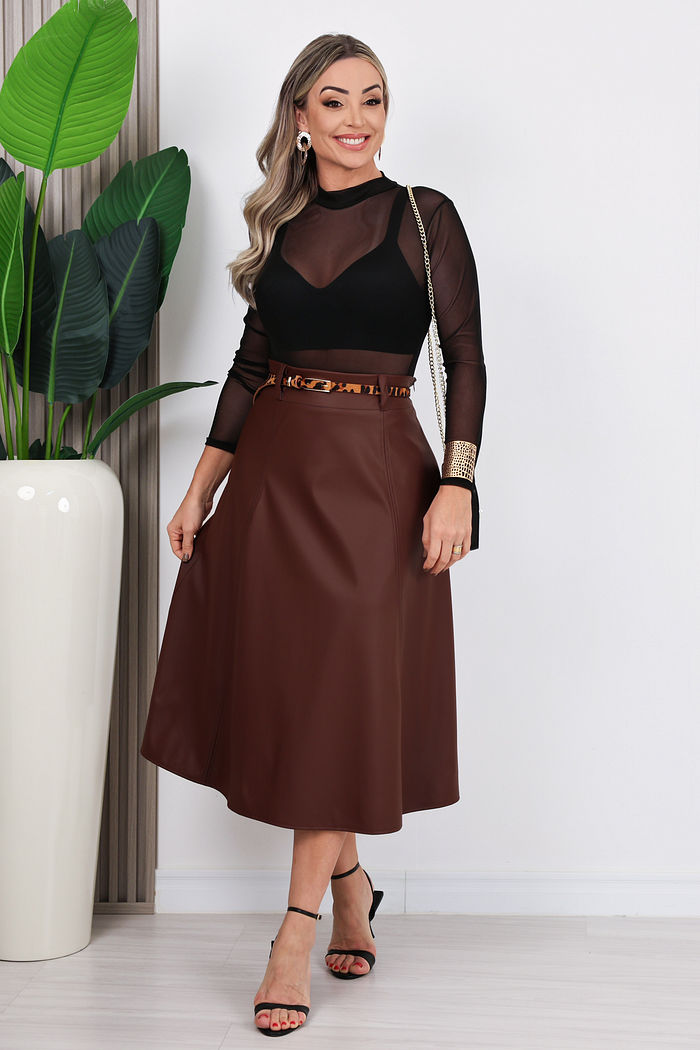 SAIA MIDI COURO ECO SHEILA