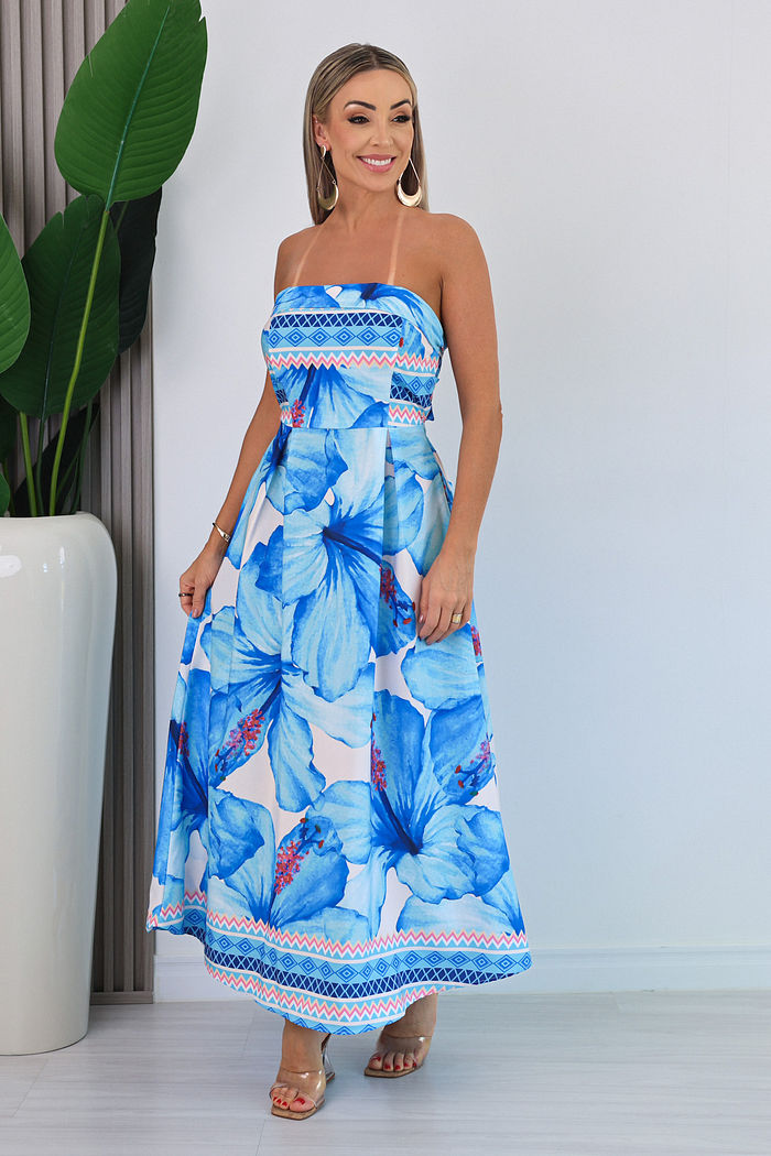 VESTIDO TOMARA QUE CAIA C/ AMARRAÇÃO BINA