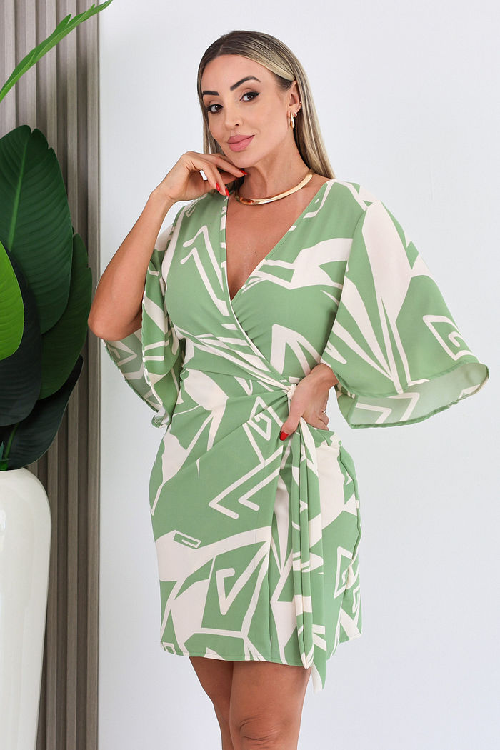 VESTIDO CURTO TRANSPASSADO LUCILENE - VERDE