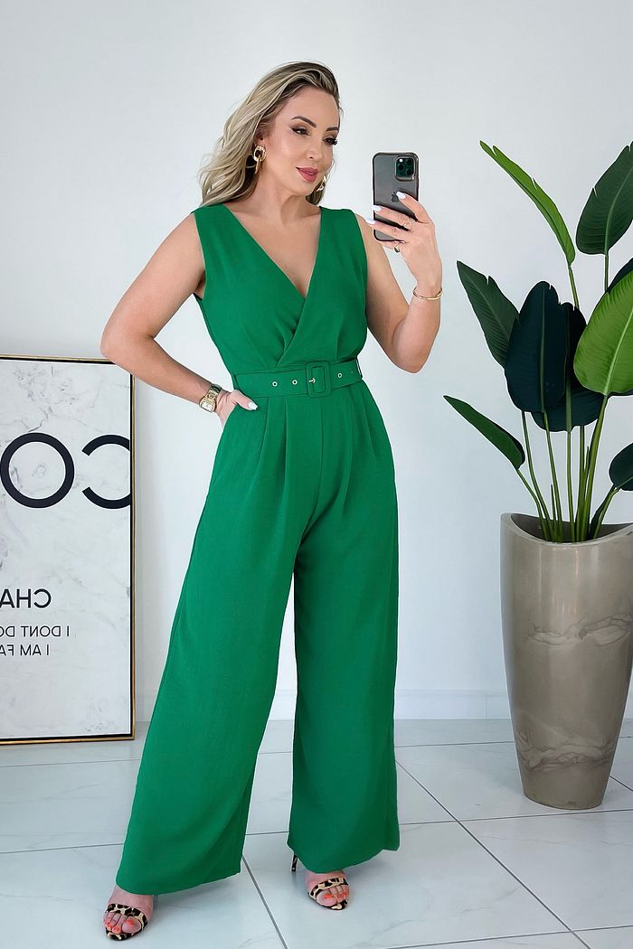 MACACÃO PANTALONA YASMIN - VERDE BANDEIRA