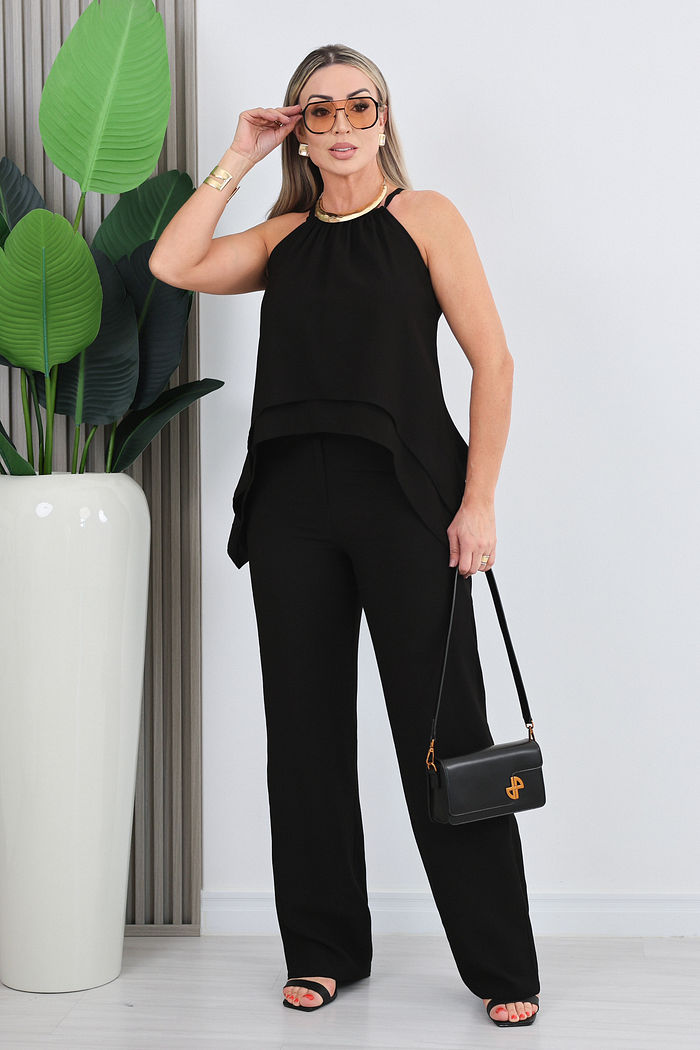 CONJUNTO CALÇA E BATA CINARA - PRETO