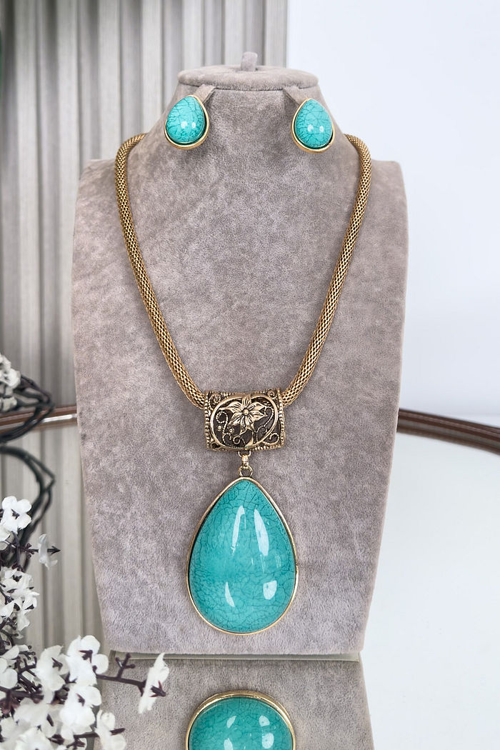 CONJUNTO COLAR E BRINCO AUSTRÁLIA - VERDE