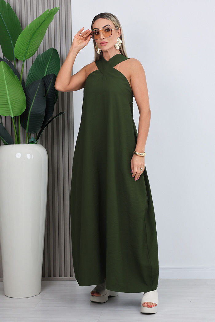 VESTIDO LONGO ROSIANE - VERDE MILITAR