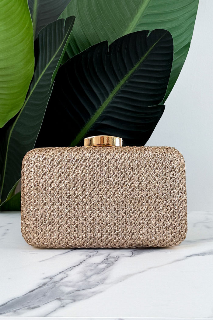 BOLSA CLUTCH PALHA SAFIRA - DOURADO C/ CHAMPANHE