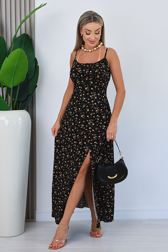 VESTIDO ALÇA FINA SIBELE - PRETO