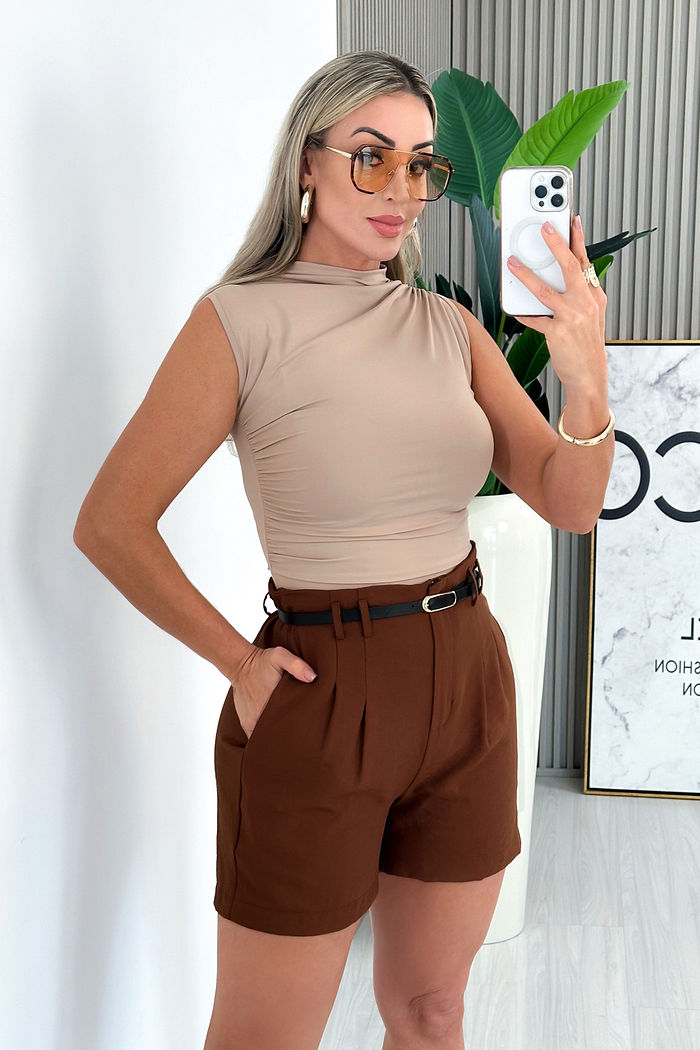 REGATA DRAPEADA CLÁUDIA - BEGE