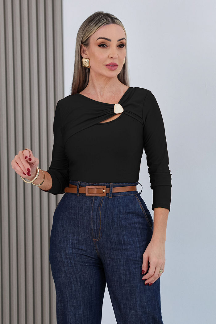 BLUSA MANGA LONGA OLGA - PRETO