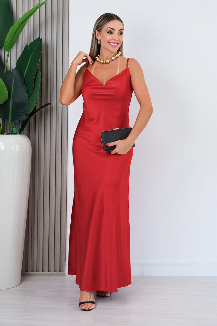 VESTIDO ALÇA FINA ANTONIETA - VERMELHO