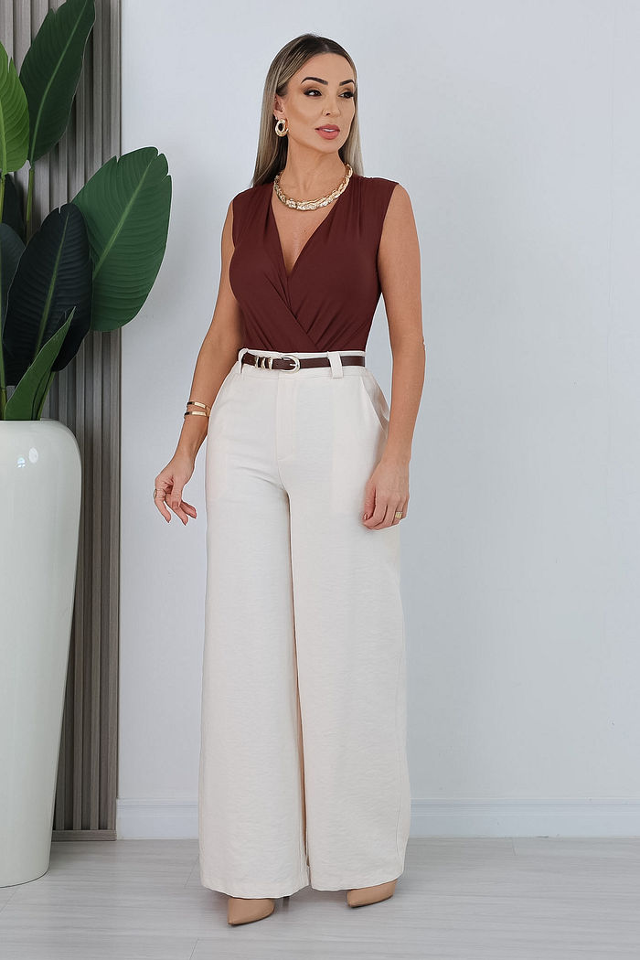 CALÇA PANTALONA TAINÁ - BEGE CLARO