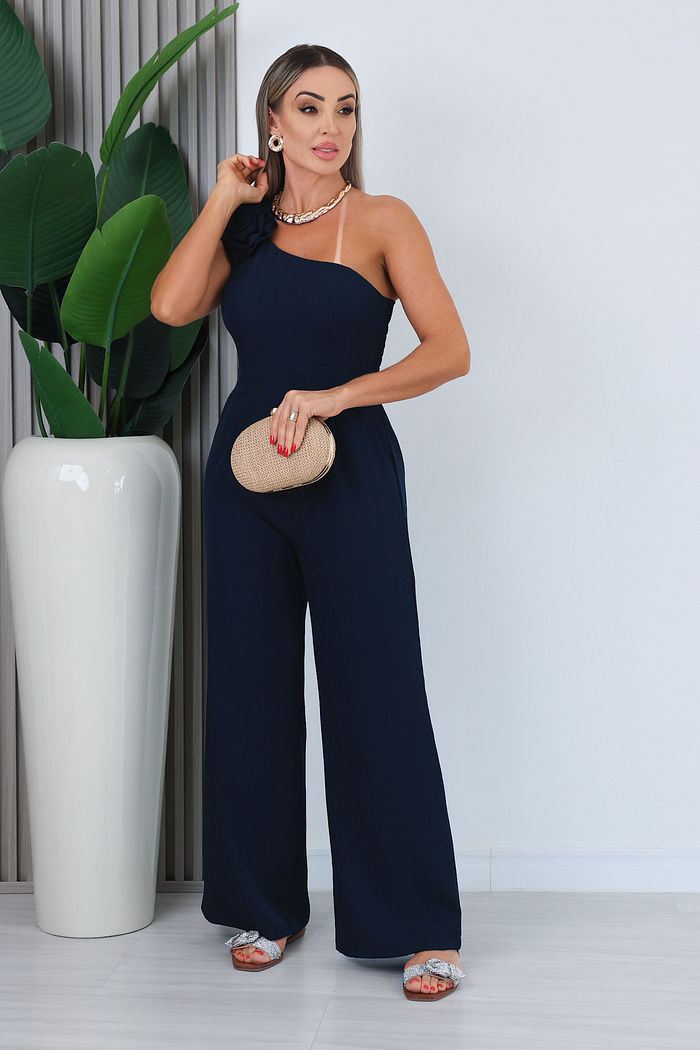 MACACÃO MANGA NULA ÉRICA - AZUL MARINHO