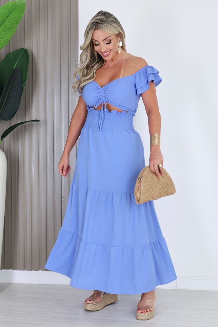 CONJUNTO CROPPED E SAIA FABIANA - AZUL BEBÊ