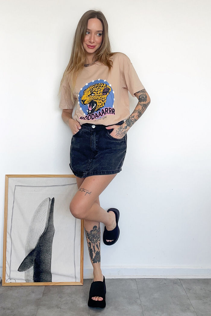 Short Saia Jeans Preto