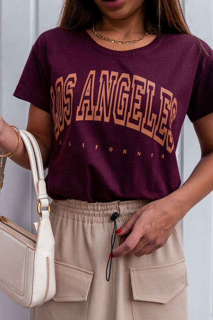 Tshirt LOS ANGELES Algodão Bordô