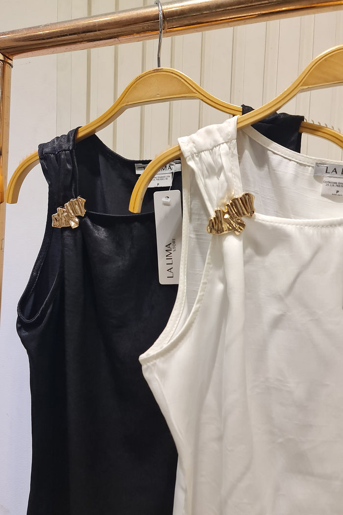 Regata Acetinada com Fivela Orgânica Dourada 2 Cores