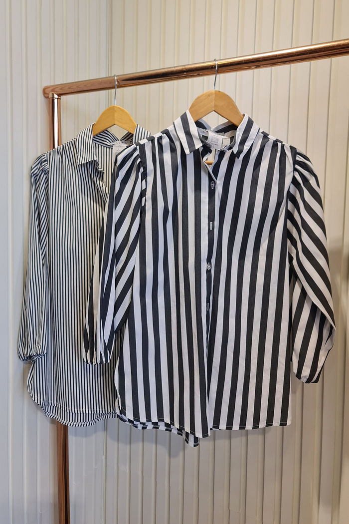 Camisa Bufante Listras Grossa P&B
