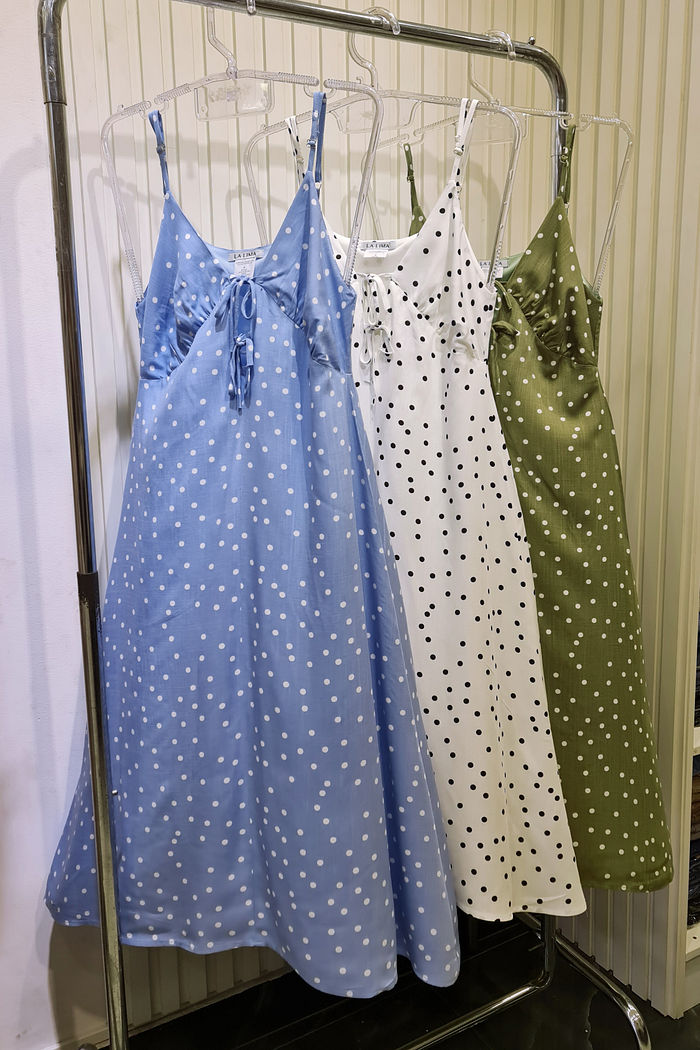 Vestido Lacinhos Poá Midi 3 Cores