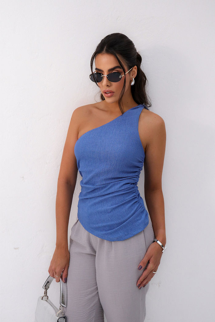 Blusa 1 ombro Malha Creponada 4 Cores