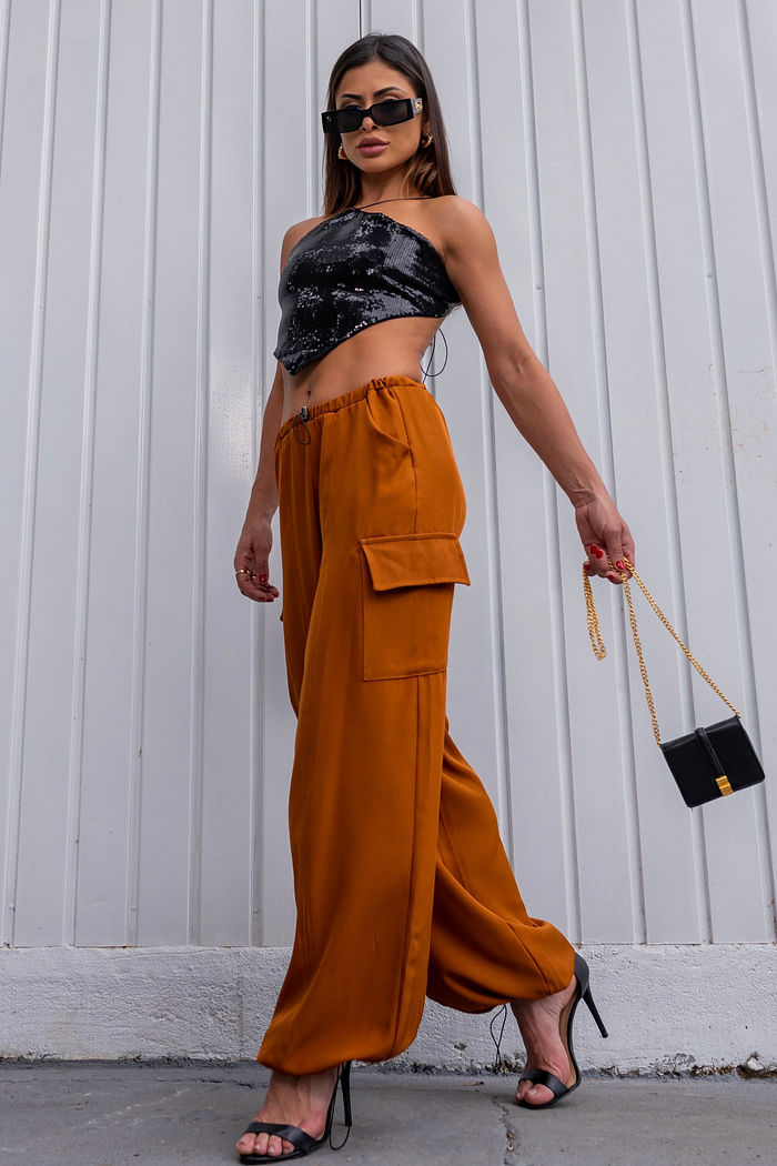 Top Cropped Ponta Paetê em Cores