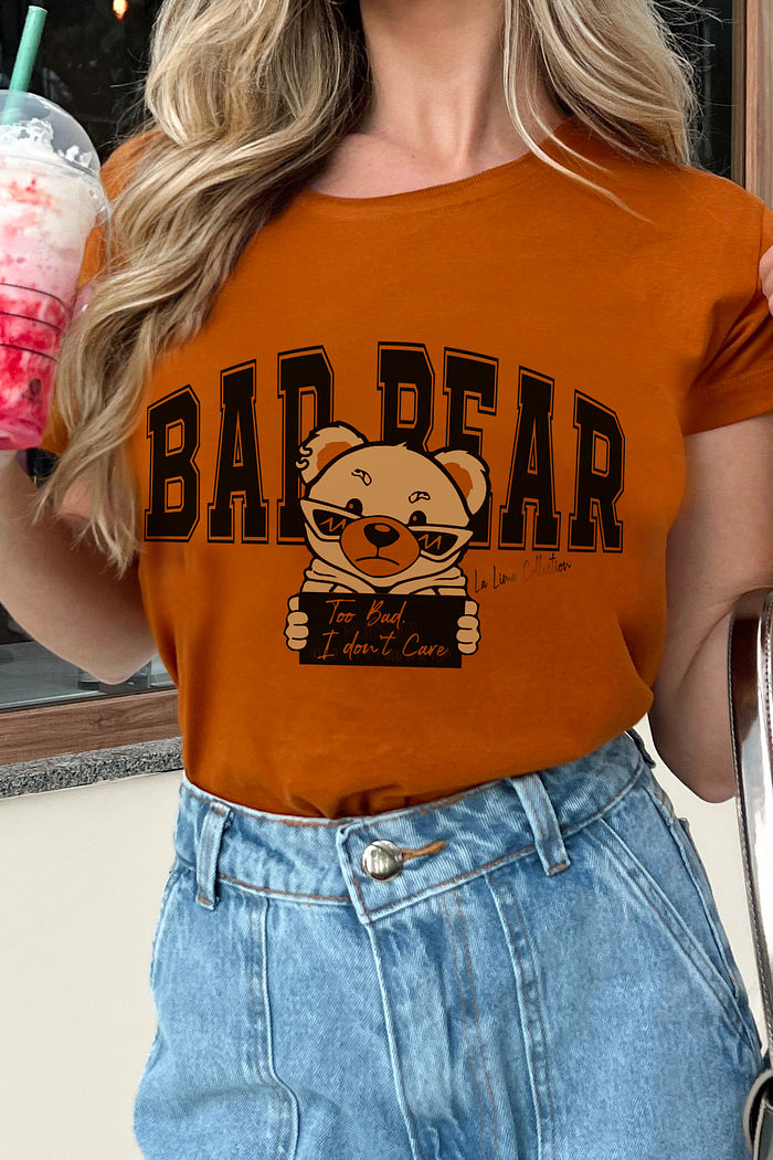 Tshirt BAD BEAR Algodão Caramelo