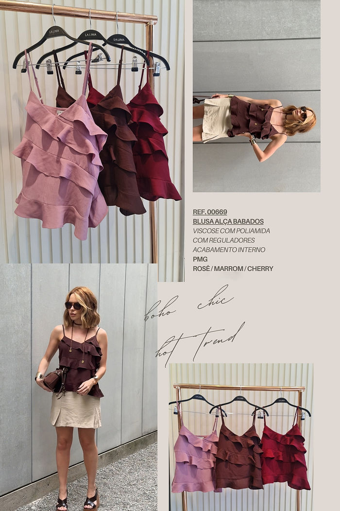 Blusa Alça Babados 3 Cores