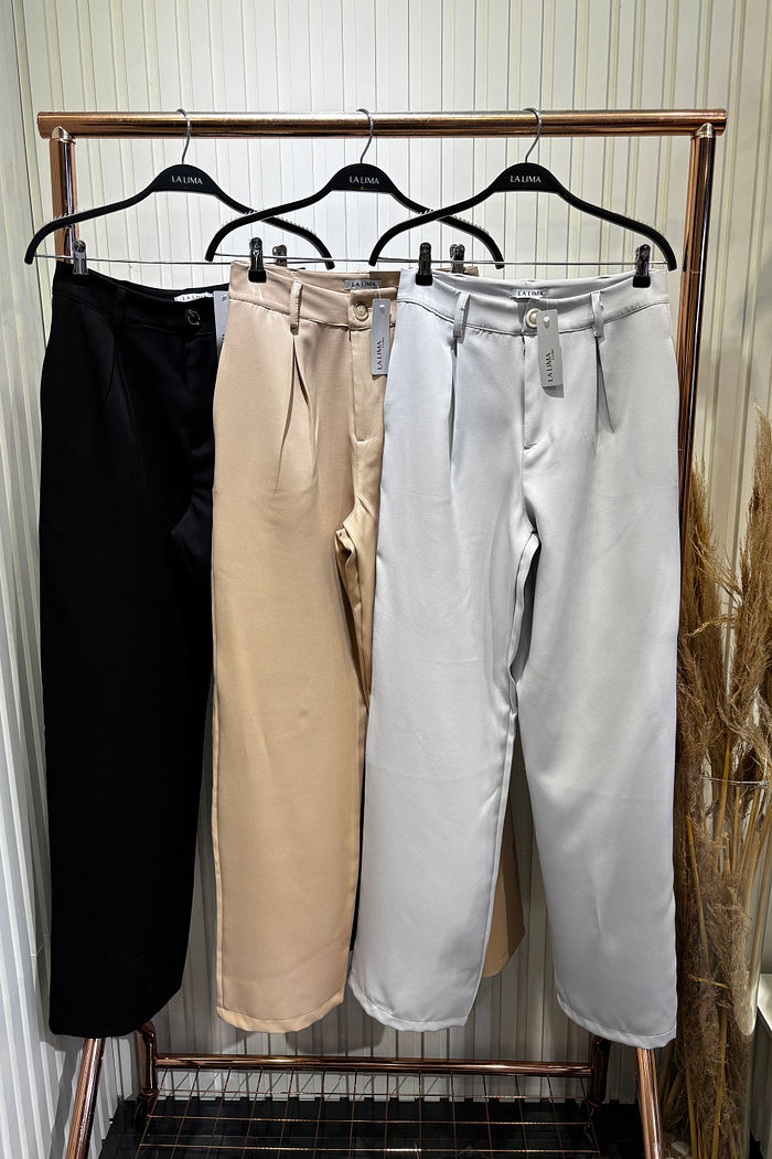 Calça Pantalona Prega Lisa 3 cores