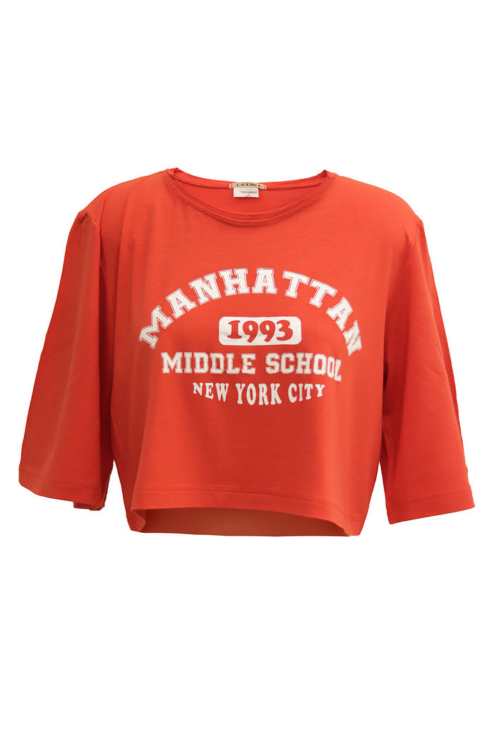 Cropeed Tee College Manhattan Vermelho