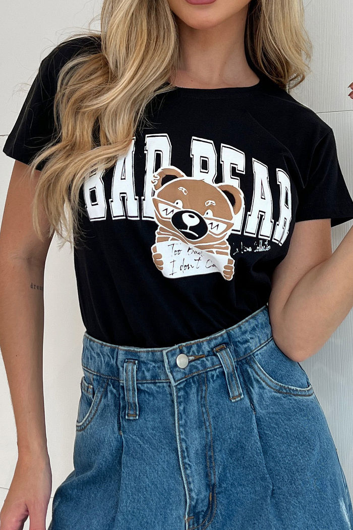 Tshirt BAD BEAR Algodão Preto