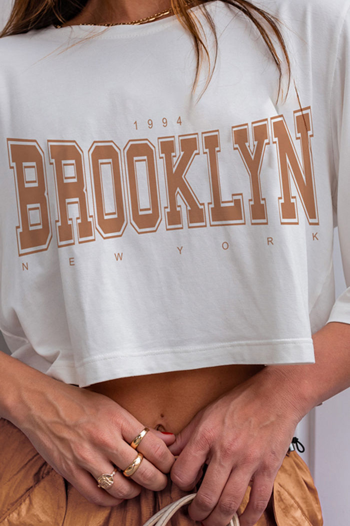 Cropped Tee BROOKLYN Viscolycra Off White