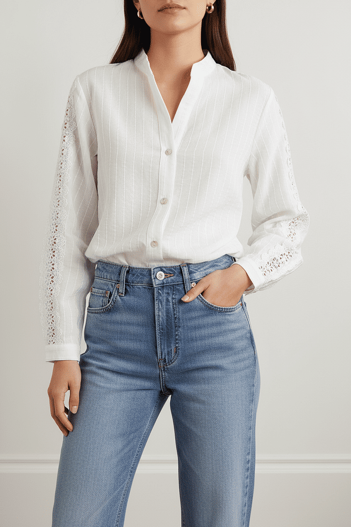 Camisa Renda Bordada 2 Cores