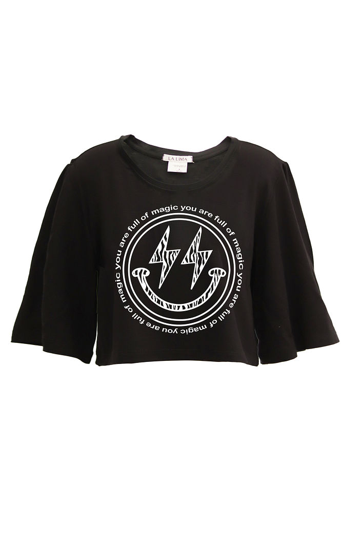 Cropeed Tee Smile Zebra Preto