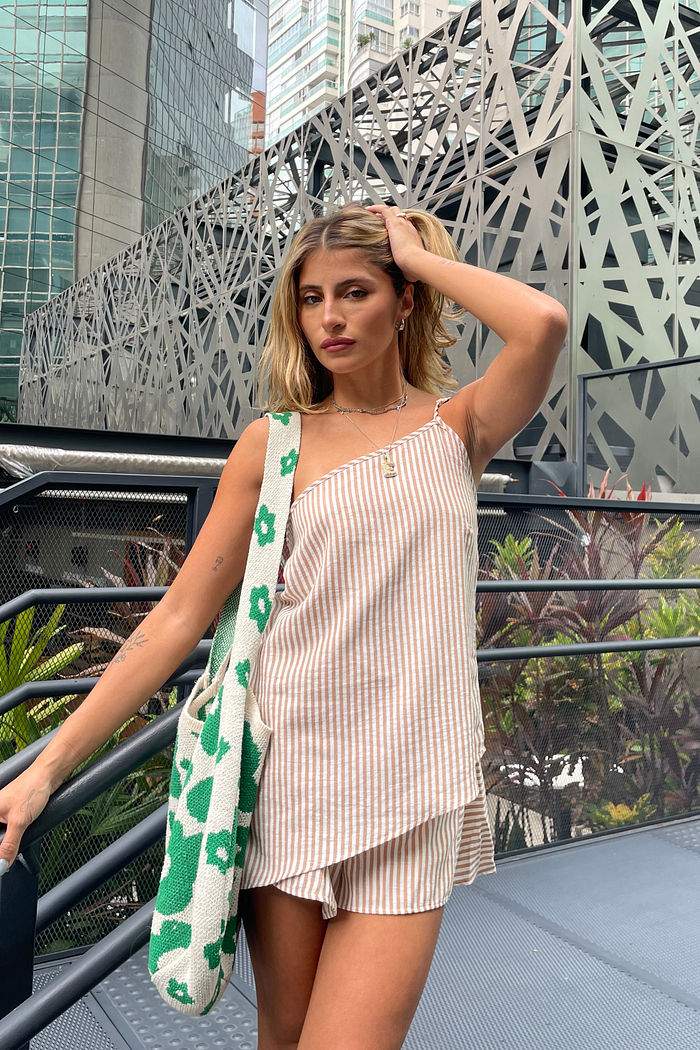 Blusa 1 Ombro New Listras Assimetrica