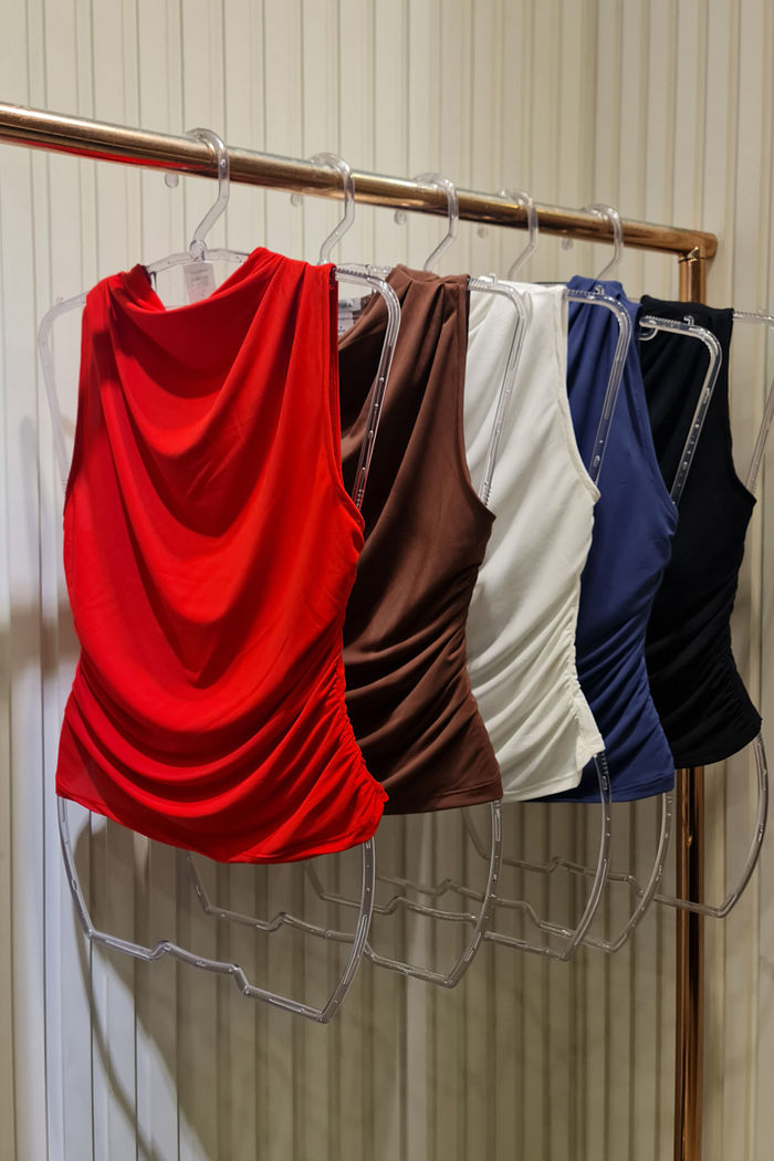 Blusa Gola Drapeada com Gola Alta 4 Cores