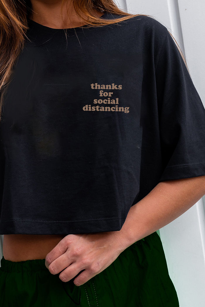 Tshirt Cropped Thanks Social Preto