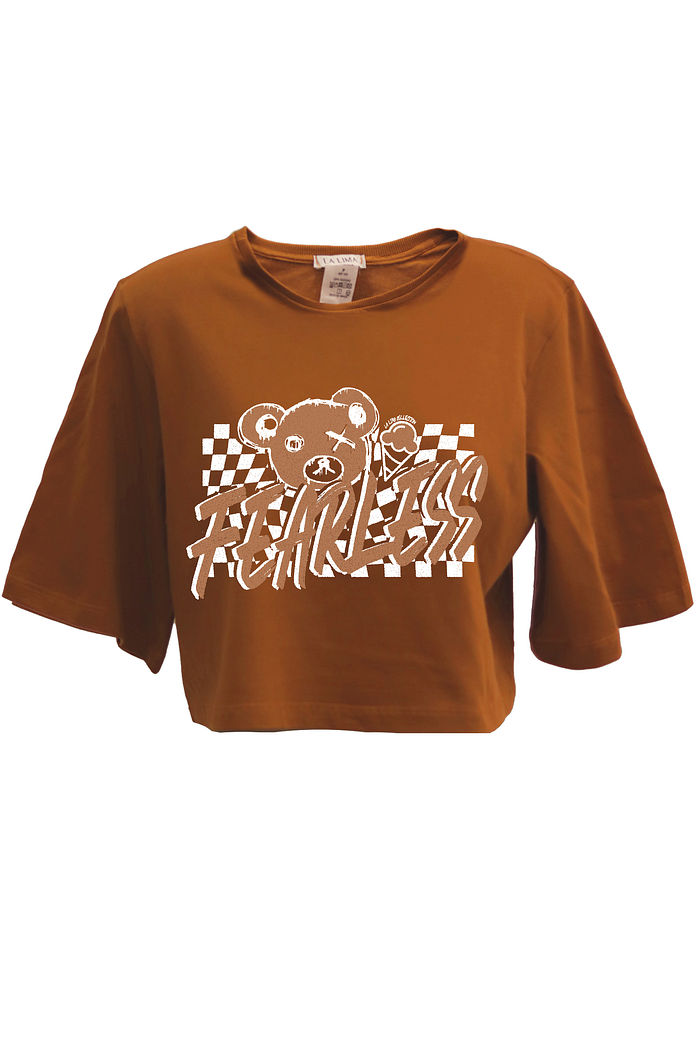 Tshirt Cropped Teddy Fearless Caramelo