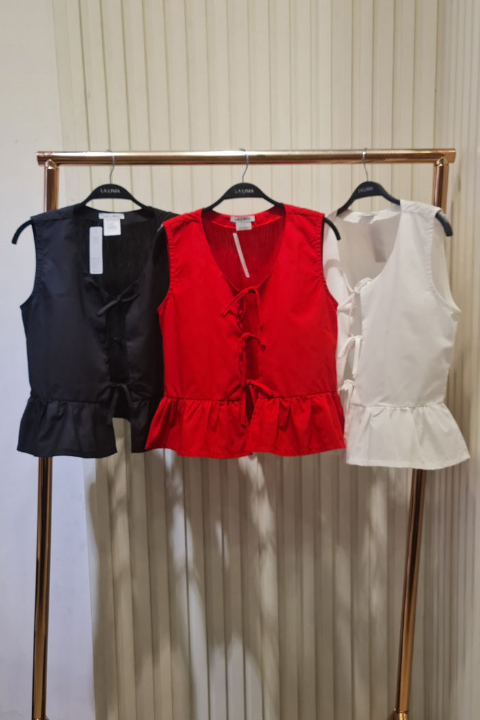 Regata  Laços e Babado Tricoline 3 cores