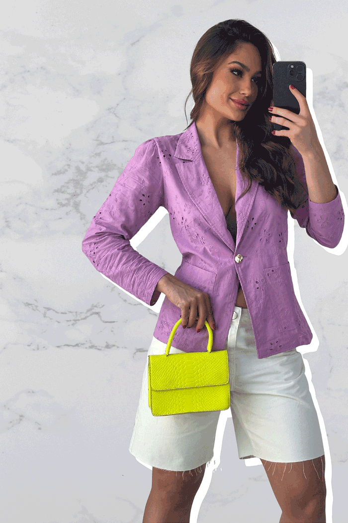 Blazer de Laise Algodão Lavanda