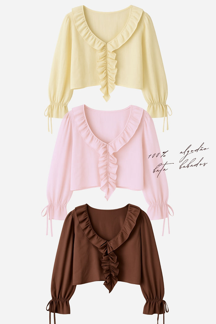 Bata 100% Algodão com Babados 3 Cores