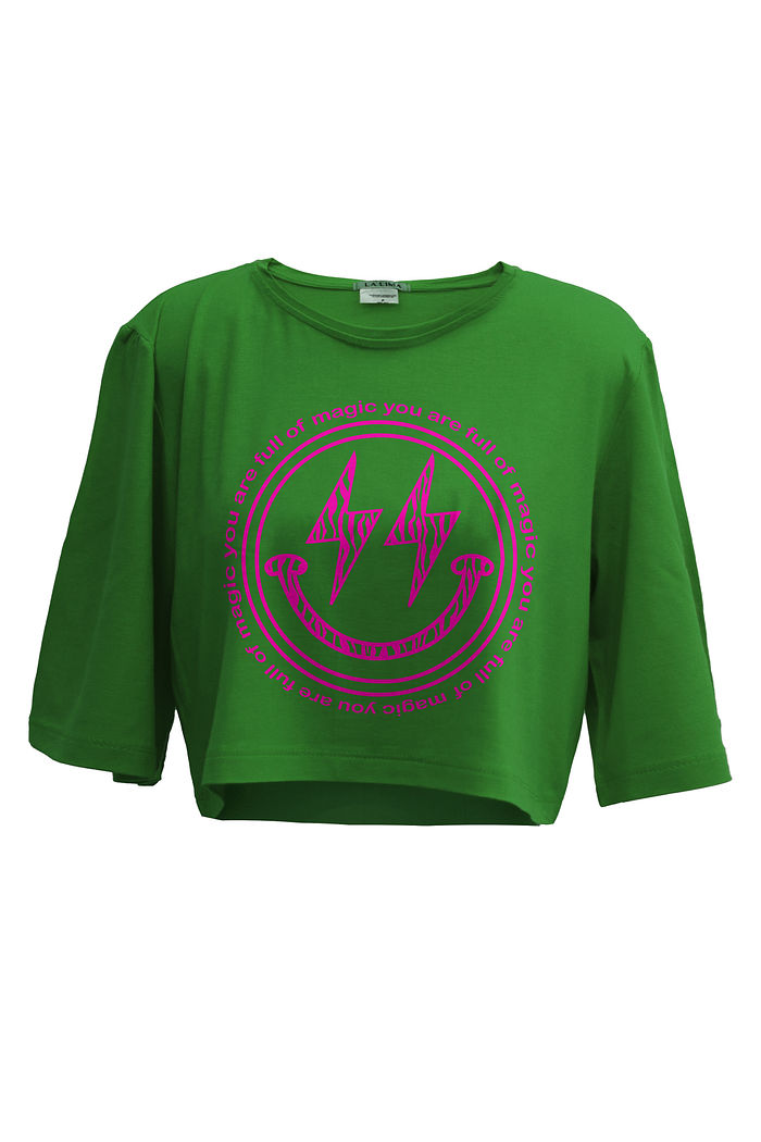 Cropeed Tee Smile Zebra Verde