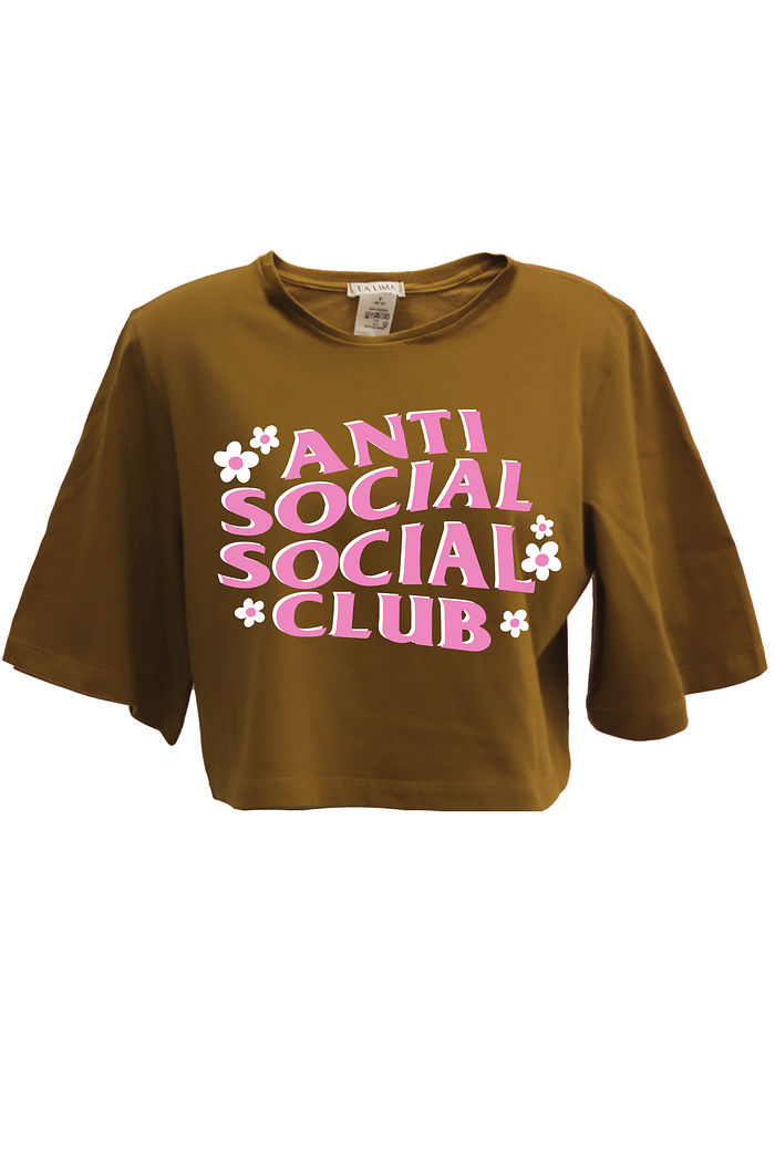 Tshirt Cropped Antisocial Caramelo