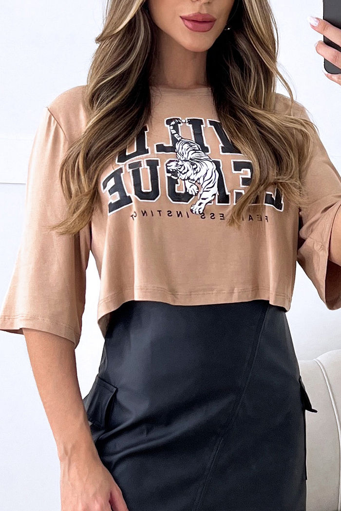 Cropped Tee Wild League Bege