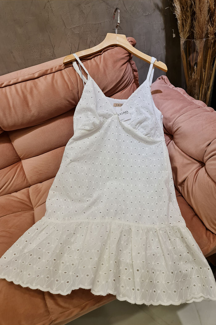 Vestido Renda Laise Bodado Branco