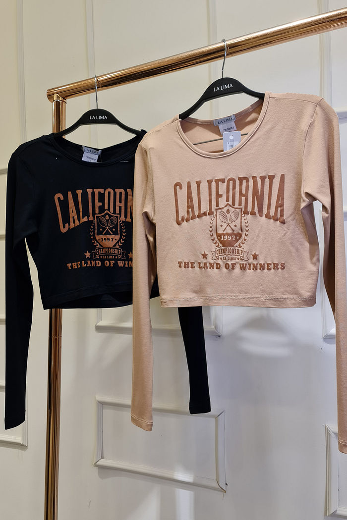 Cropped Tshirt Manga Longa Tenis California