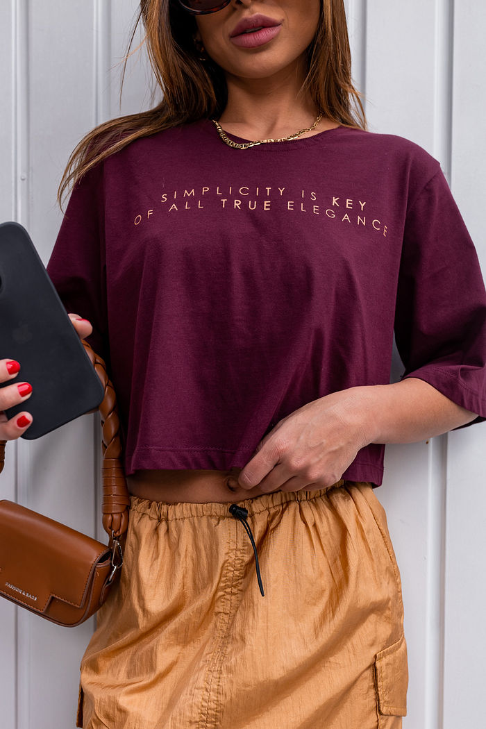 Tshirt Cropped Simplicity Vinho
