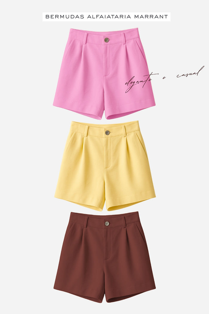 Bermuda de Alfaiataria com Bolsos 3 Cores