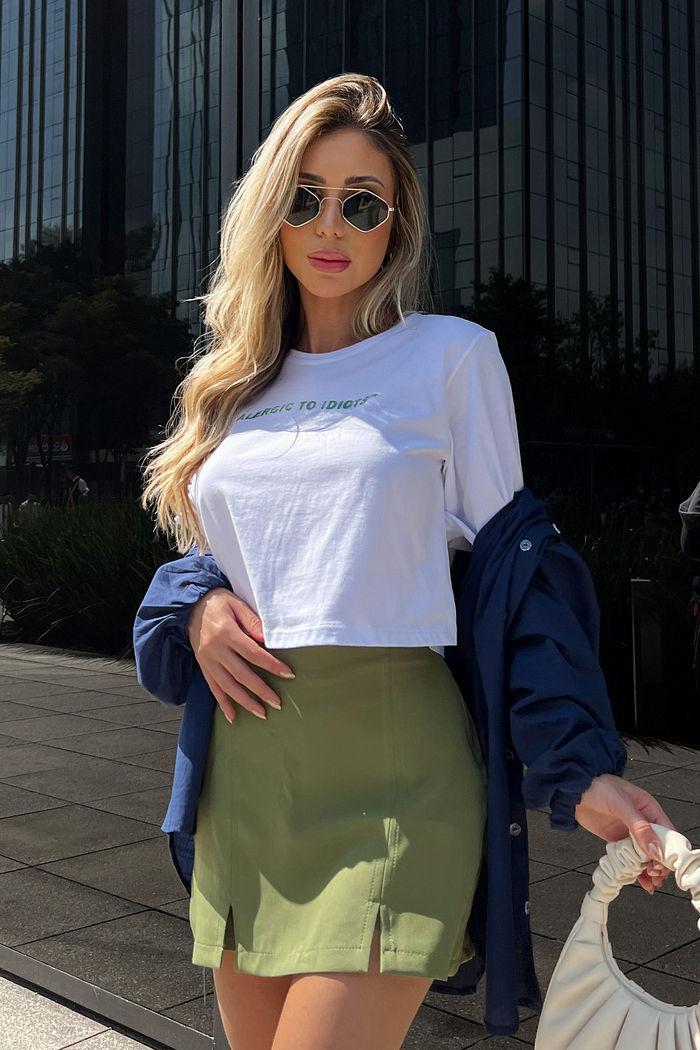 Tshirt Cropped Alergic Branco
