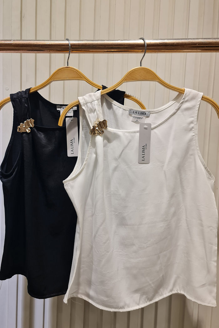 Regata Acetinada com Fivela Orgânica Dourada 2 Cores