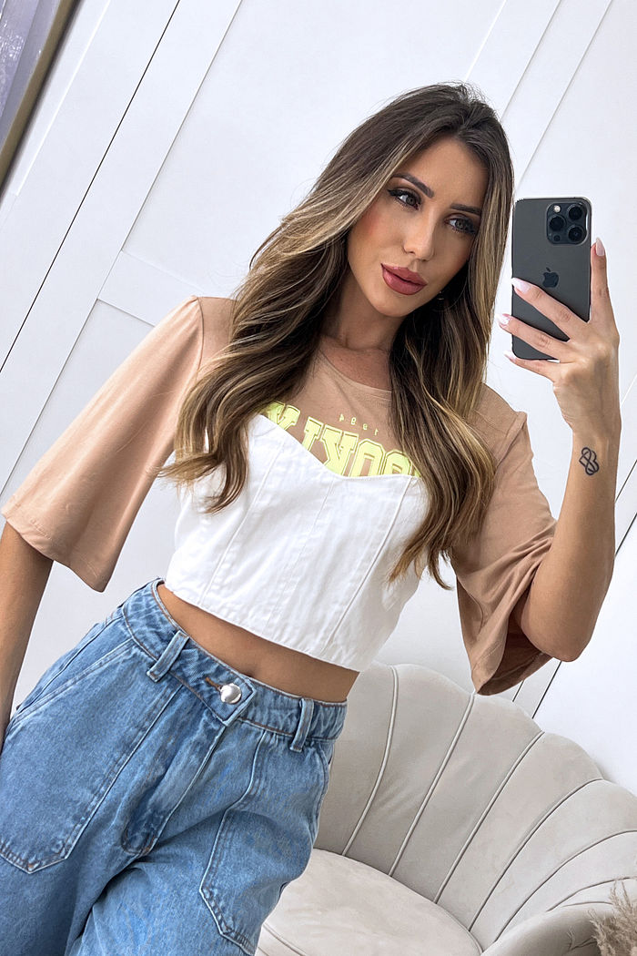 Cropped Tee BROOKLYN Viscolycra Caramelo